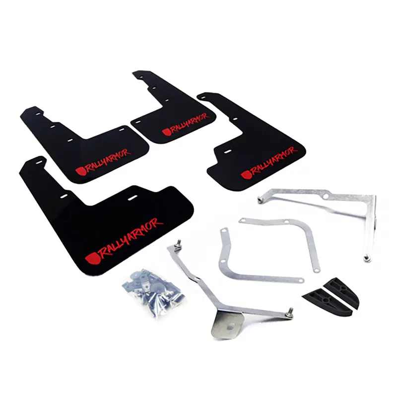 Rally Armor Ur Black Mud Flaps For 2015–2023 Subaru Wrx & Sti Sedans – Red Logo, Custom Typography 1