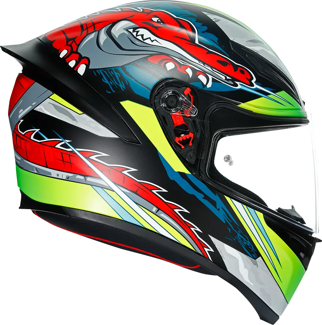 Agv K1 Full-Face Motorcycle Helmet – Dundee Design In Matte Lime/Red, Large Size (Model 210281O2I006109) 1