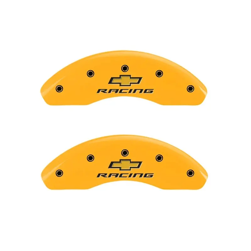 Mgp Engraved Front Caliper Cover Set – Chevy Racing Yellow Finish With Black Chrome Detailing 1