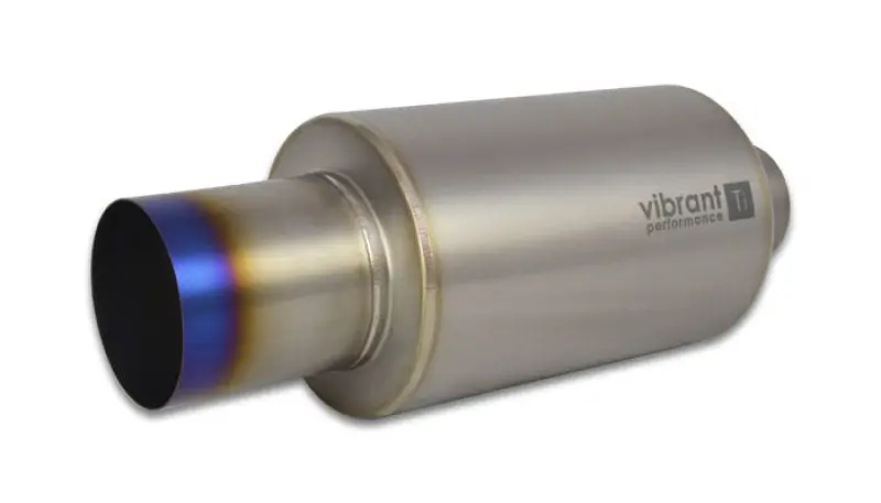 Vibrant Performance Titanium Muffler – 3.5″ Inlet/Outlet, Straight-Cut Burnt-Tip Design 1