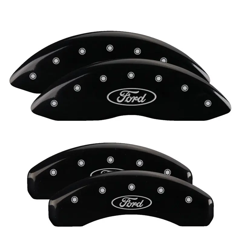 Mgp Oval-Logo Caliper Covers – Front & Rear, Ford Black Finish With Silver Chrome Detailing 1