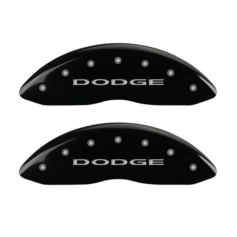 Mgp 4 Caliper Covers Engraved Front & Rear With Out Stripes/Dodge Black Finish Silver Ch 1