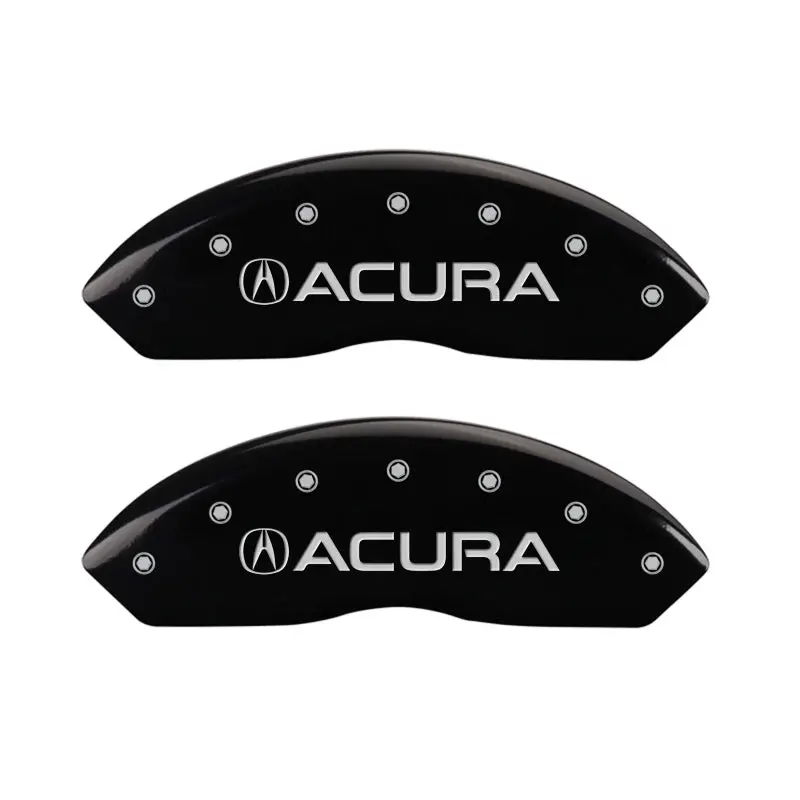 Mgp Engraved 4-Piston Caliper Covers – Front & Rear, Acura-Specific, Black Finish With Silver Chrome 1