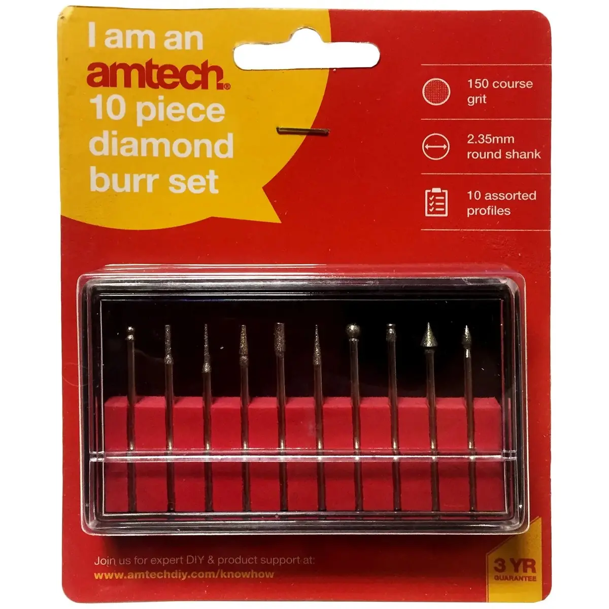 Amtech 10 Piece Diamond Rotary Burr Set 1