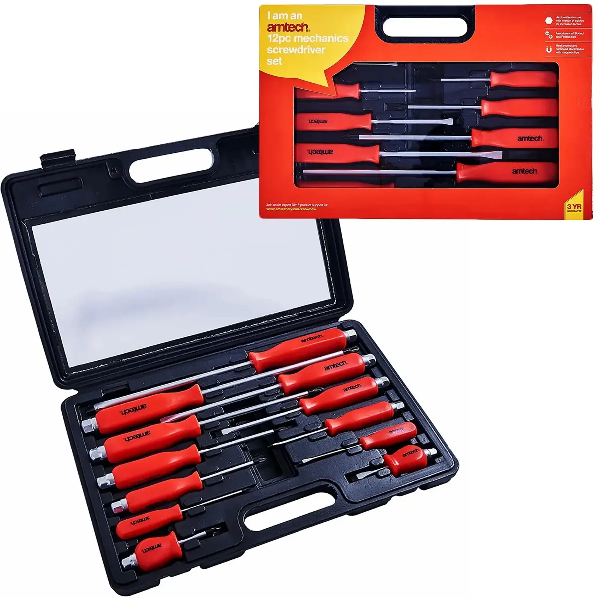 Amtech 12 Piece Mechanics Screwdriver Set In Case 1