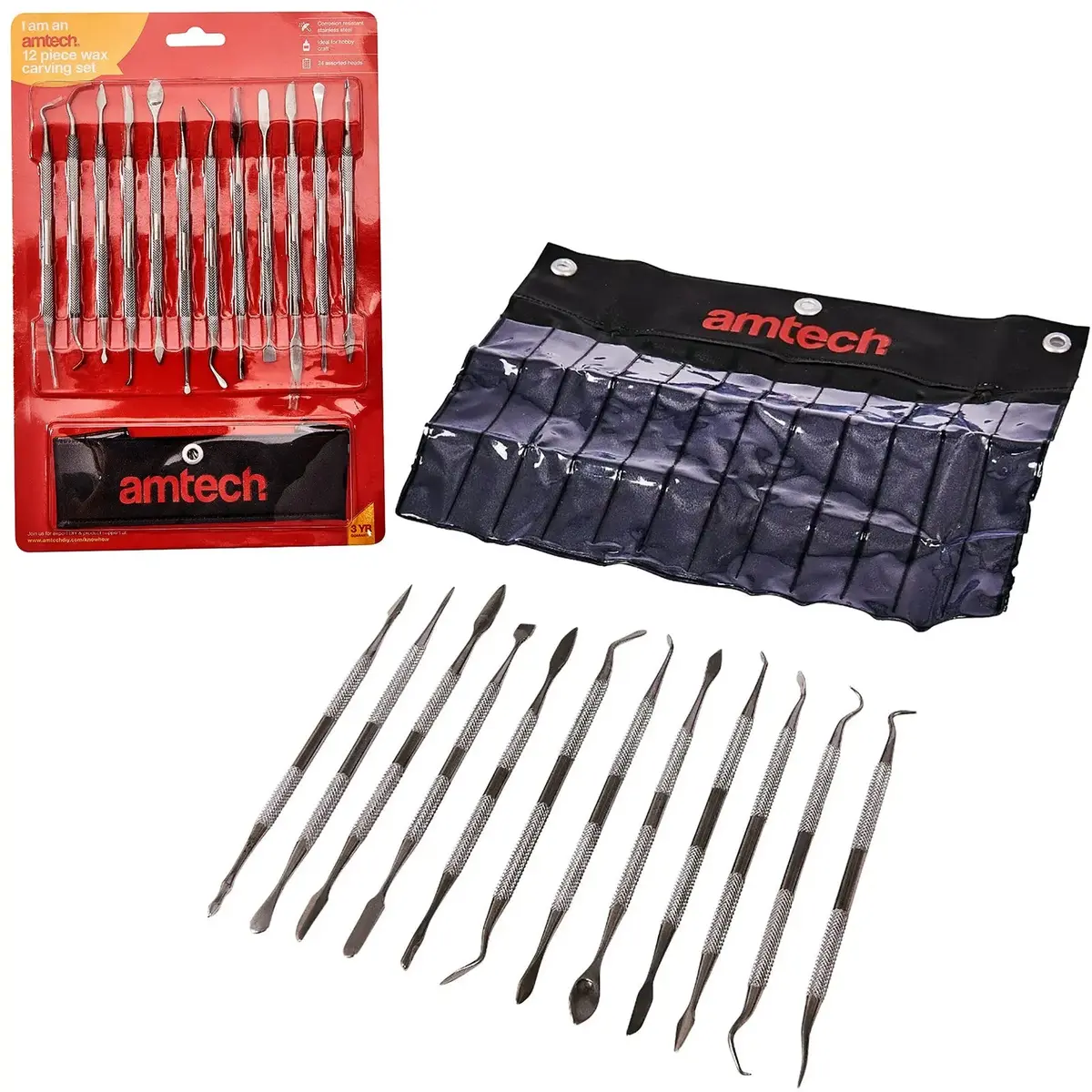 Amtech 12 Piece Stainless Steel Wax Carving Set 1