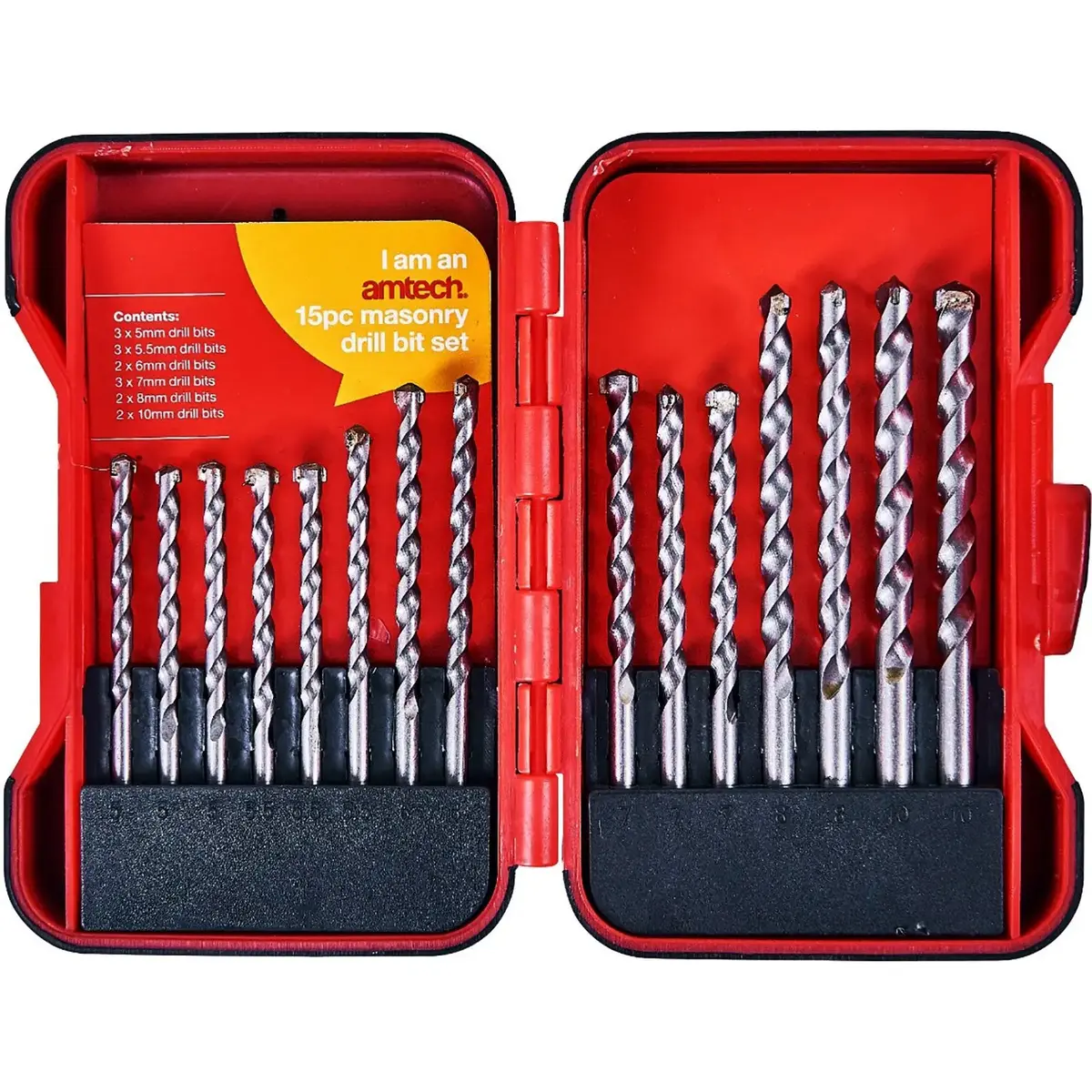 Amtech 15 Piece Masonry Drill Bit Set In Case 5-10Mm 1
