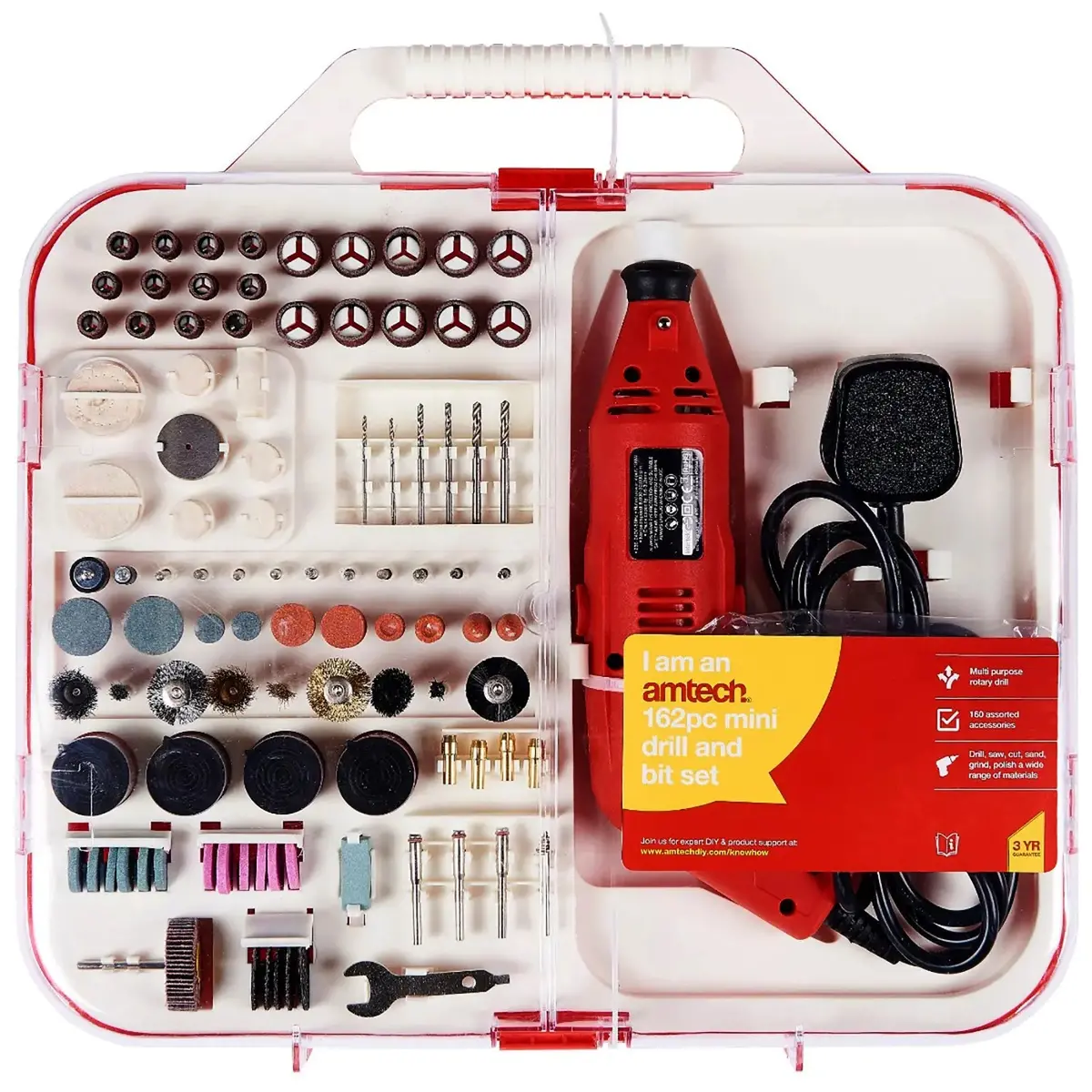 Amtech 162 Piece Mini Rotary Drill And Accessory Set In Case 1