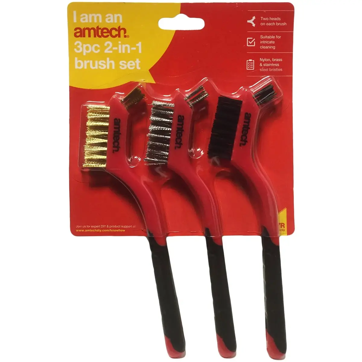 Amtech 3 Piece 2 In 1 Mini Wire Brush Set 1