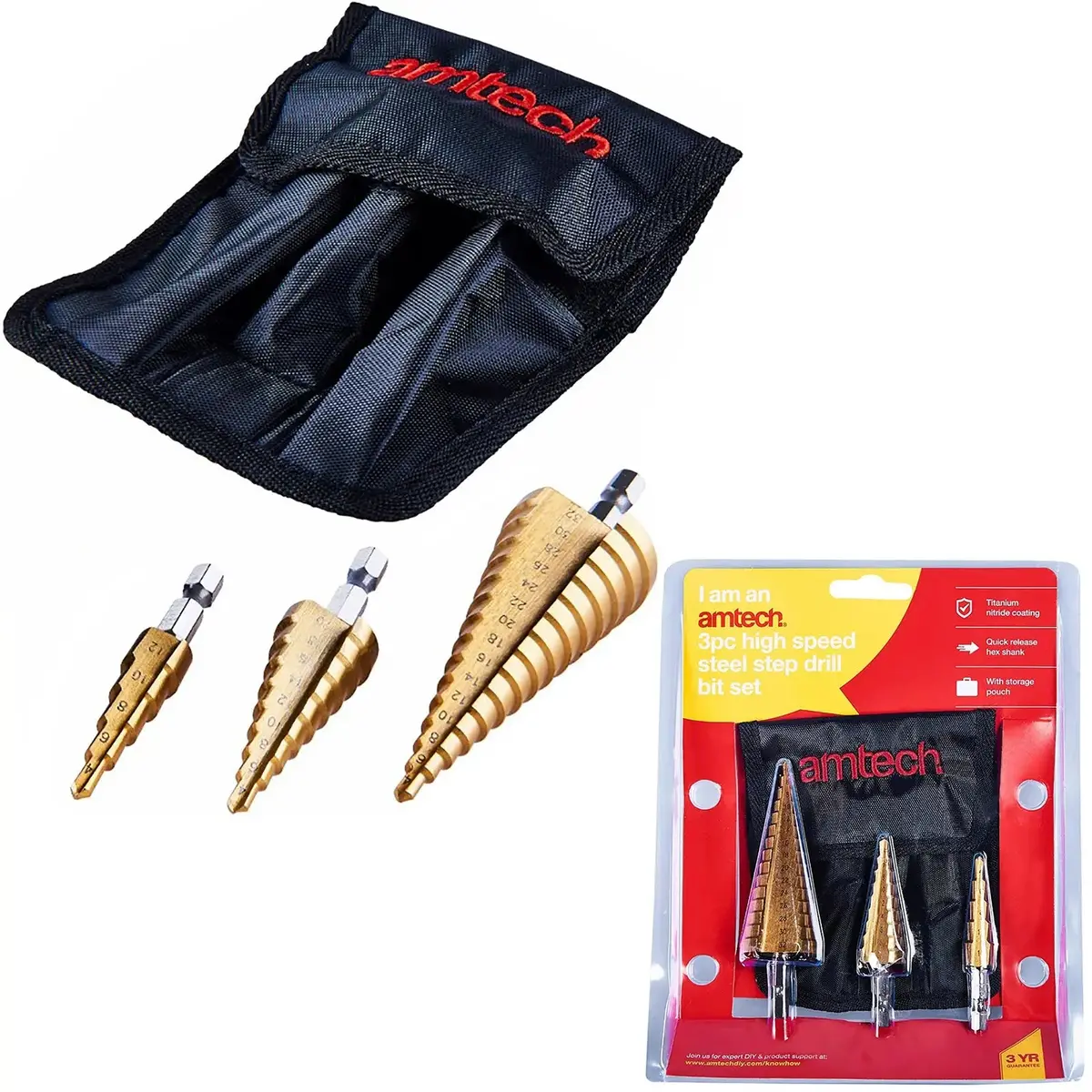 Amtech 3 Piece Metric Hss Step Drill Set 1