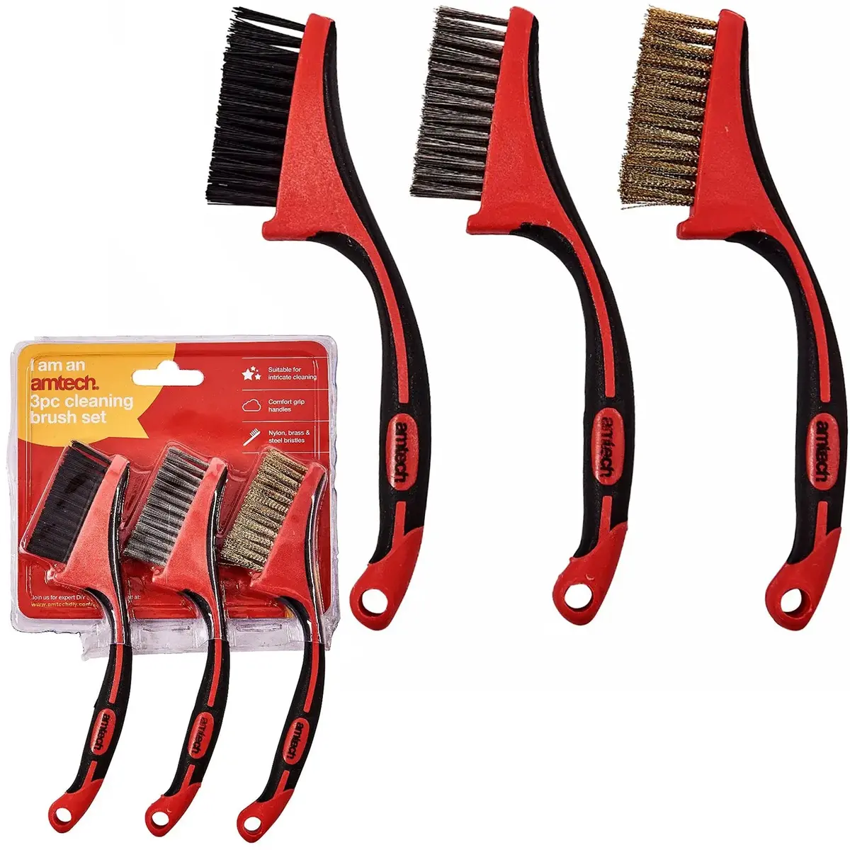 Amtech 3 Piece Mini Wire Brush Set 1
