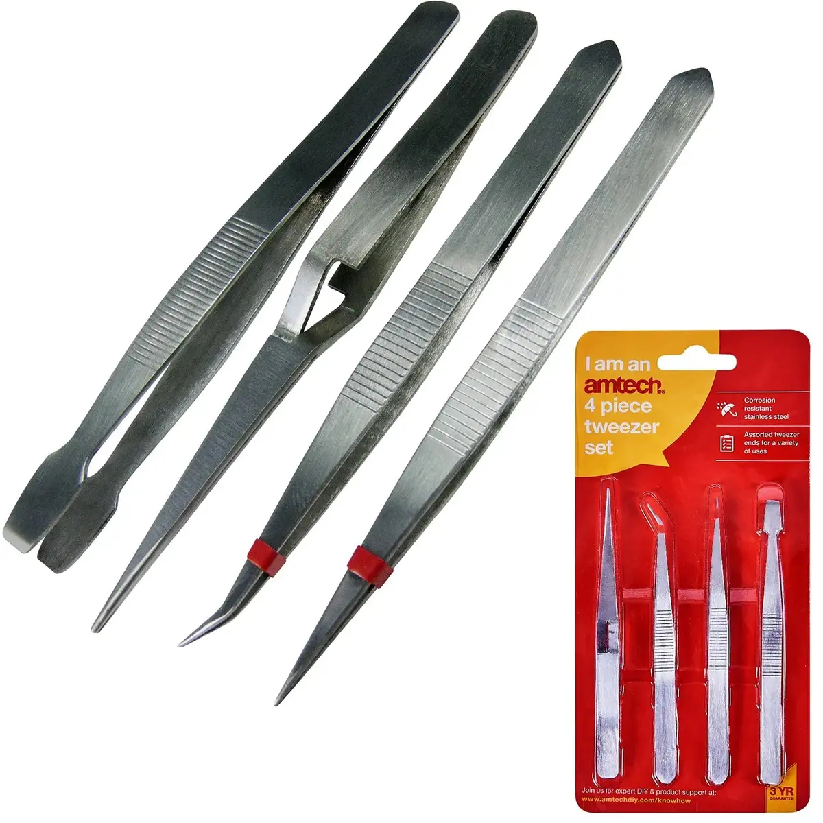Amtech 4 Piece Tweezer Set Hobby Computer Repair 1