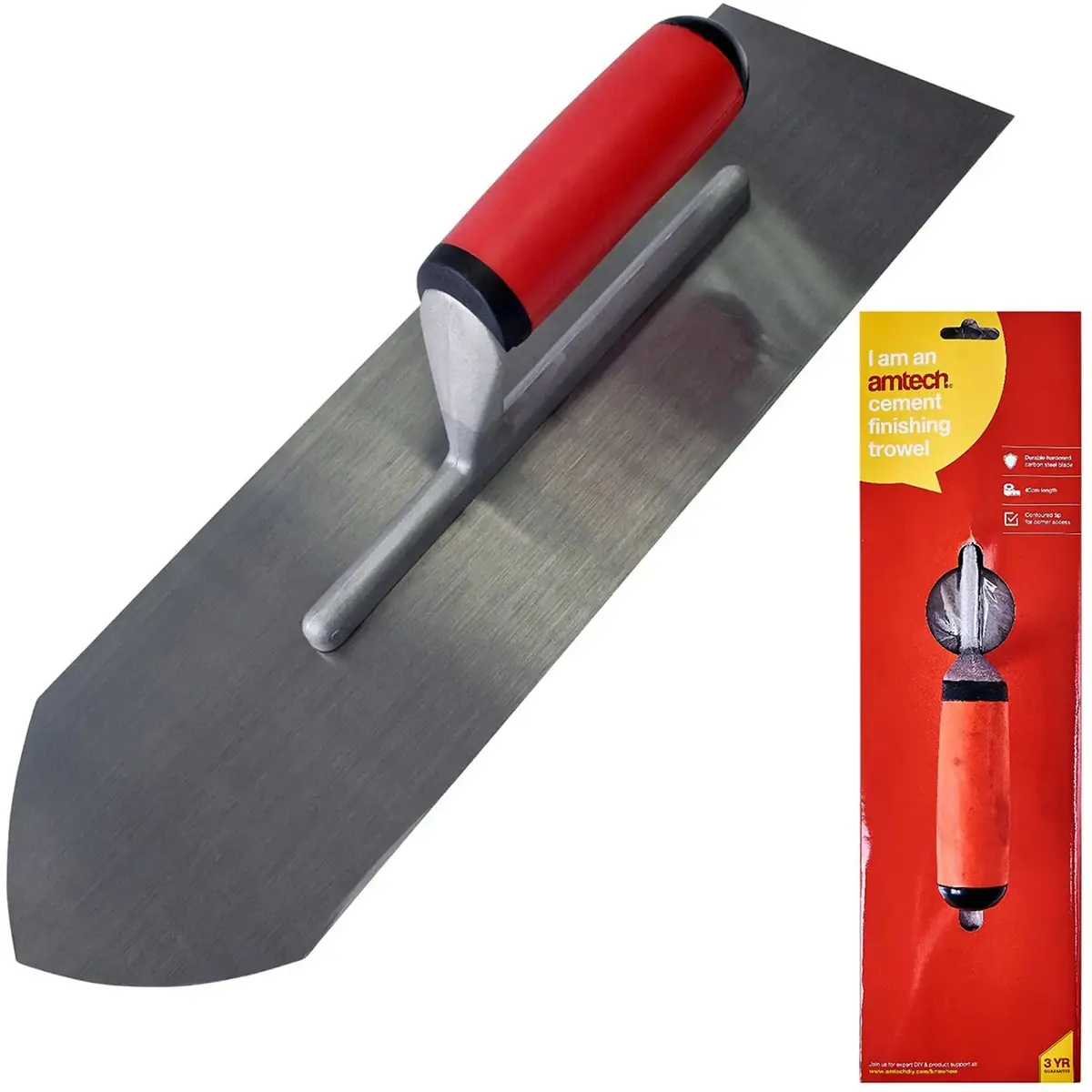 Amtech 400Mm (16") Cement Finishing Trowel With Soft Grip Handle 1