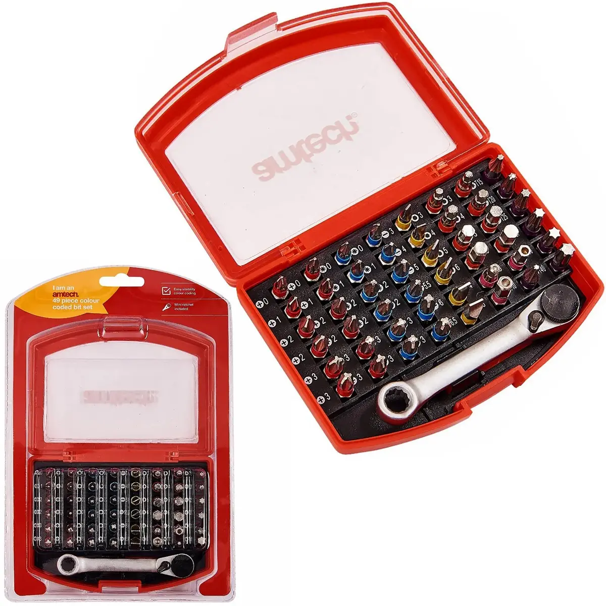 Amtech 49 Piece Colour Coded Screwdriver Bit Set In Case 1