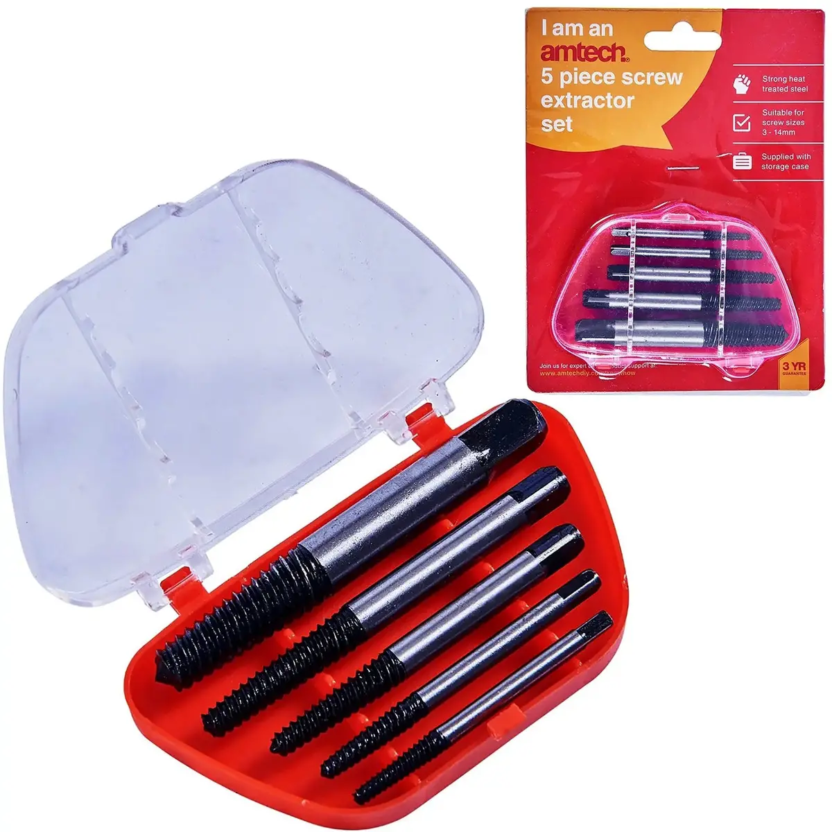 Amtech 5 Piece Screw Extractor Set 3-18Mm 1