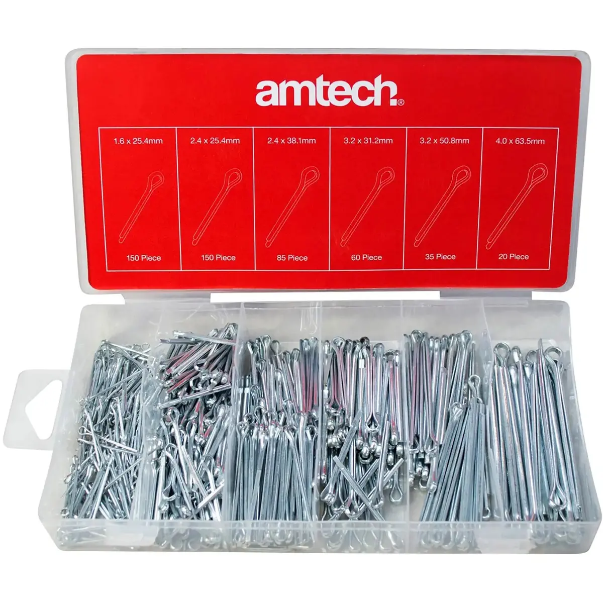 Amtech 500 Piece Cotter Pin Assortment In Storage Case 1