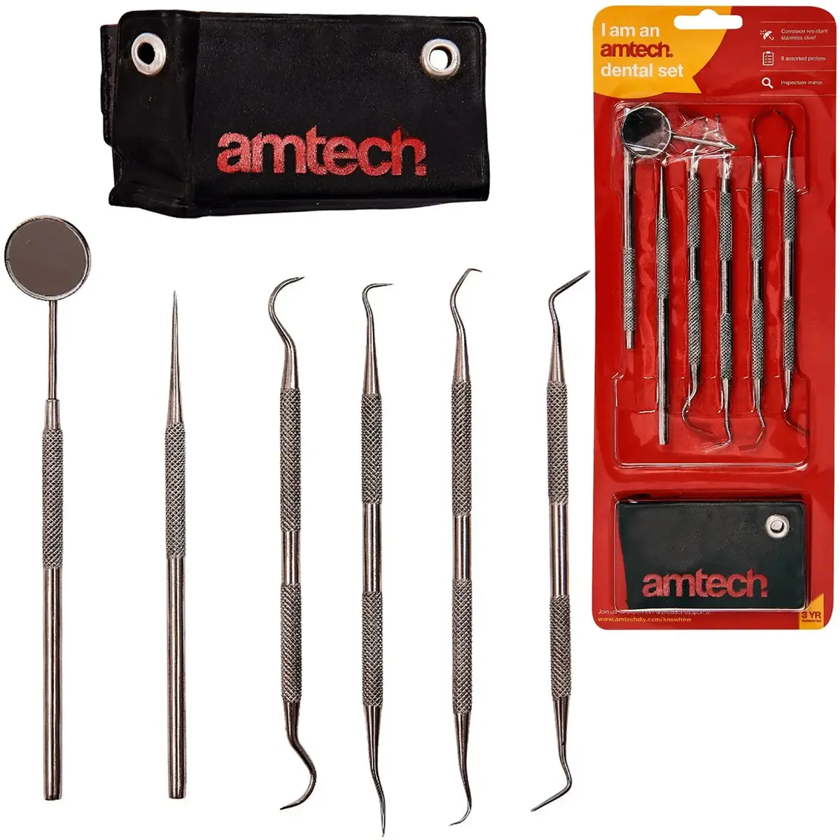 Amtech 6 Piece Stainless Steel Dental Probe Set 1