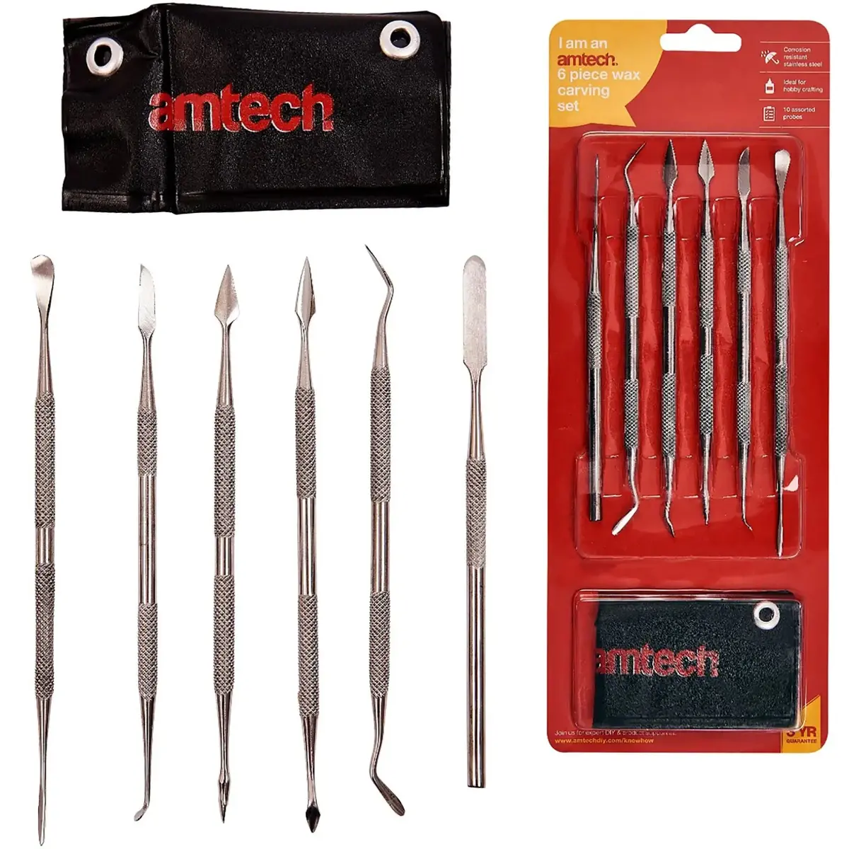 Amtech 6 Piece Stainless Steel Wax Carving Set 1