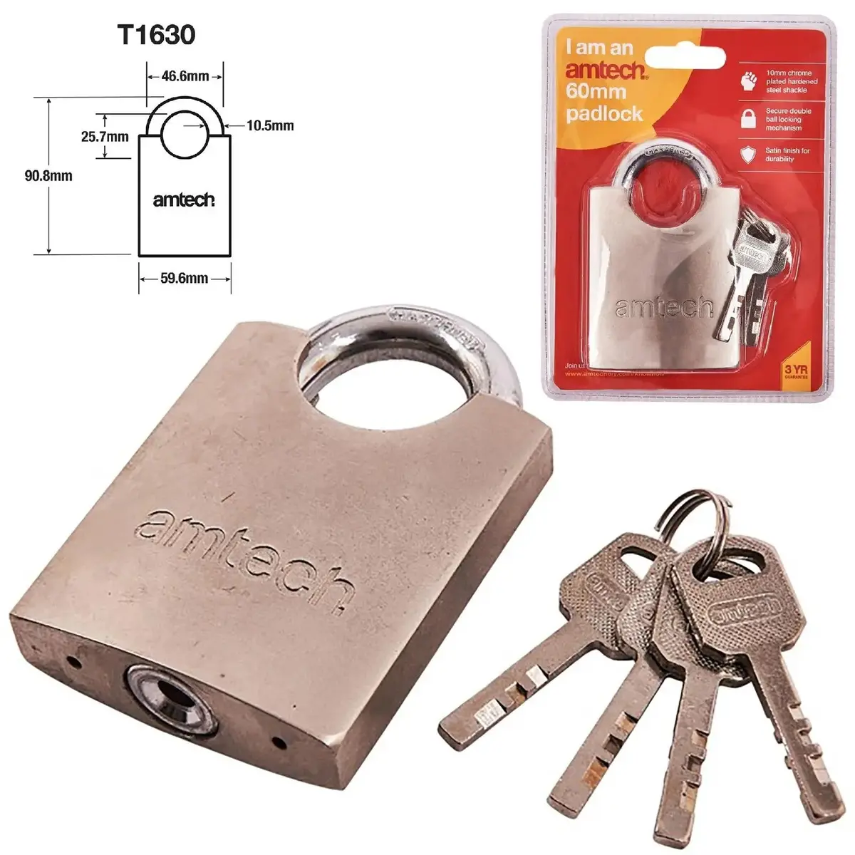 Amtech 60Mm Steel Padlock 1