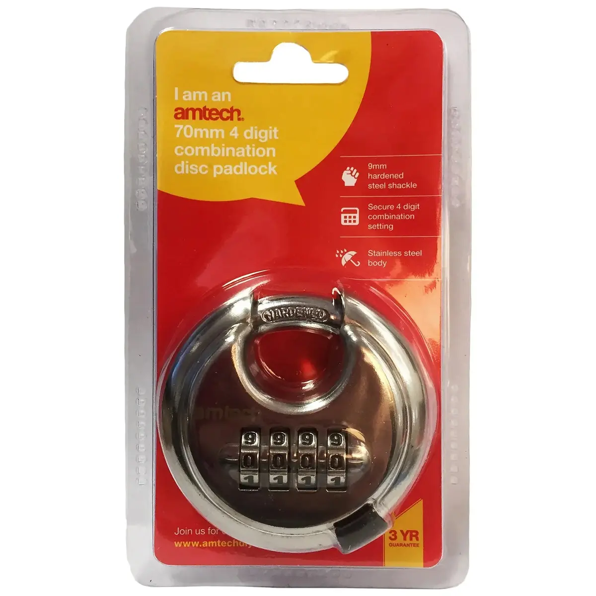 Amtech 70Mm 4 Digit Combination Security Disc Padlock 1