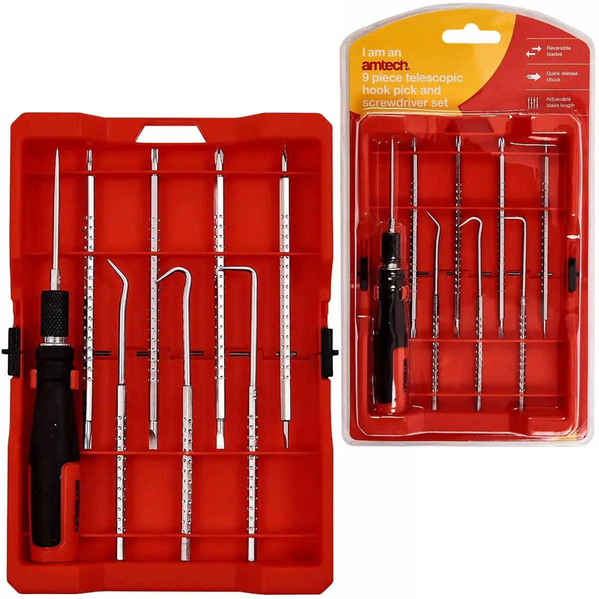 Amtech 9 Piece Telescopic Hook Pick And Screwdriver Set 1