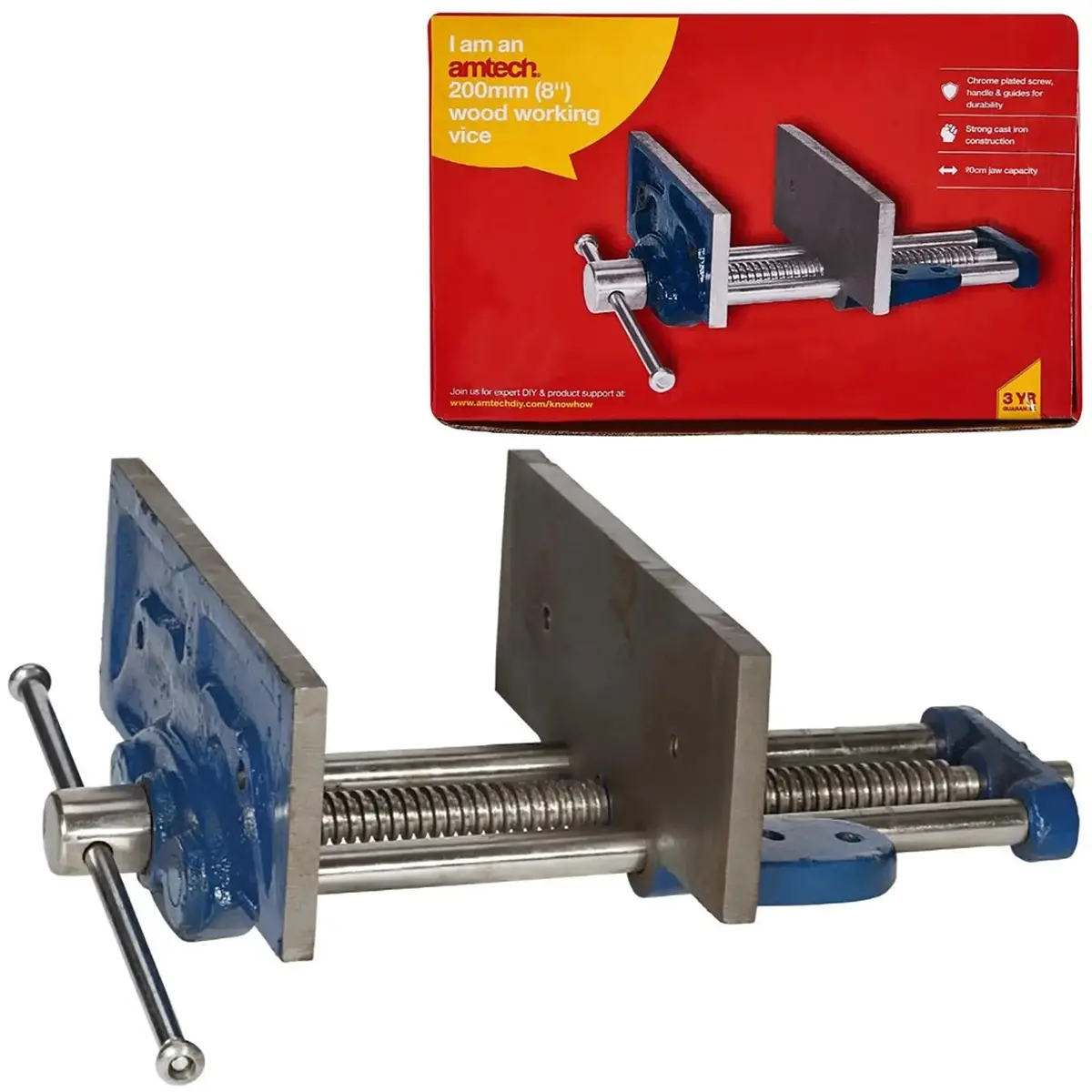 Amtech Bench Vice Clamp Woodworking Carpenters Workshop Table 200Mm 8 1
