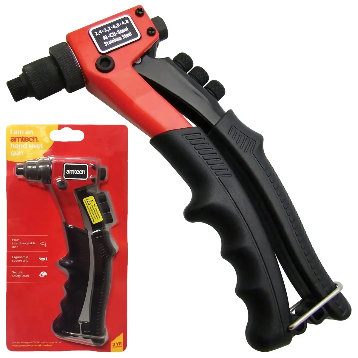 Amtech Compact Hand Riveting Gun Tool 2.4Mm-4.8Mm 1