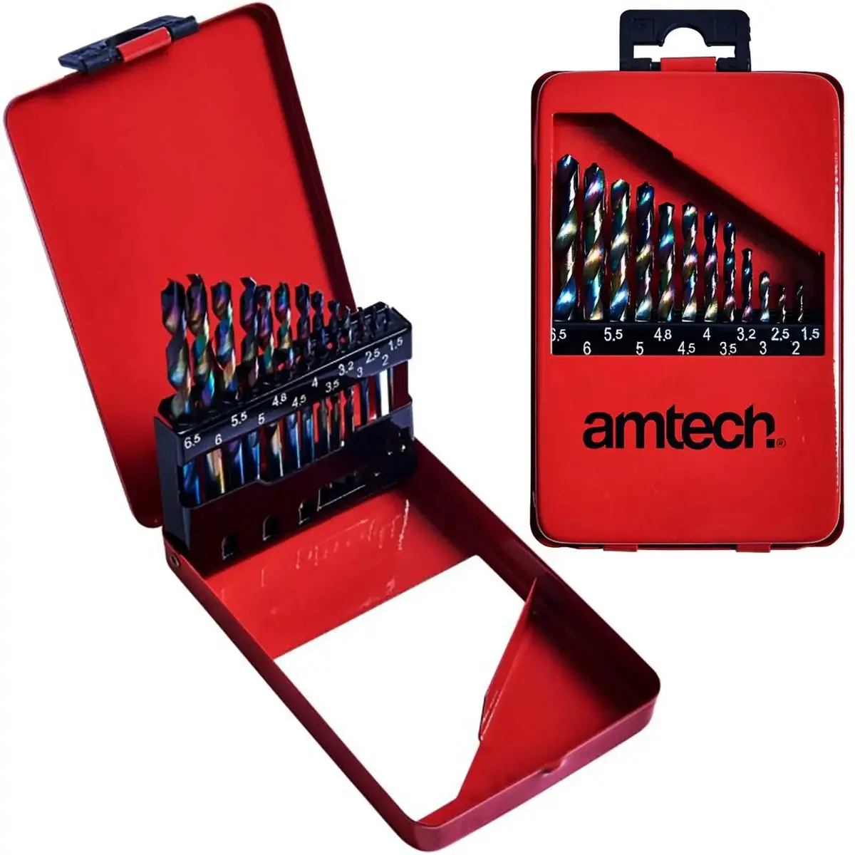 Amtech Hss Titanium Nitride Coated Drill Bit Set 1.5-6.5Mm Metal Wood 13Pc 1