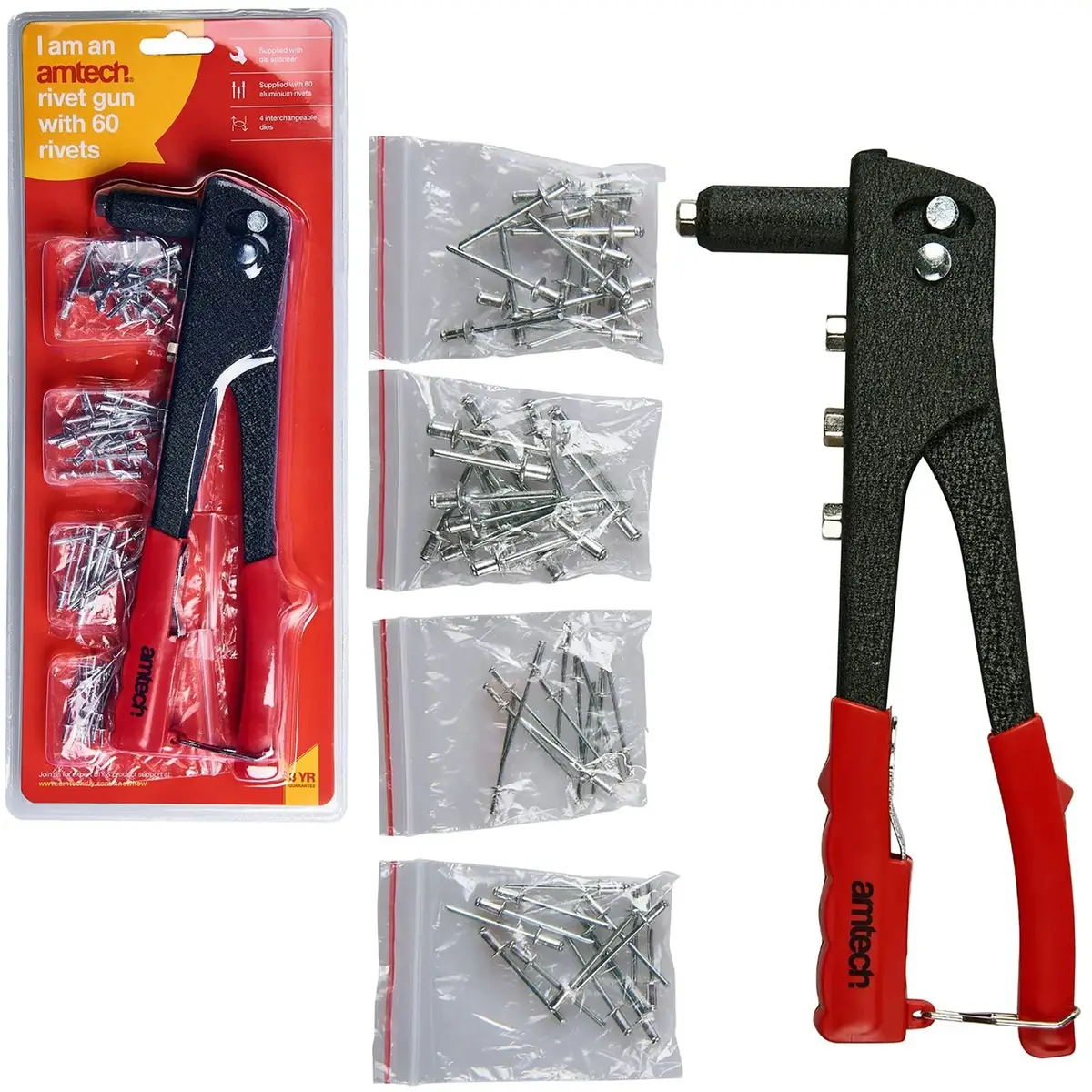 Amtech Hand Rivet Gun With 60 Rivets 1