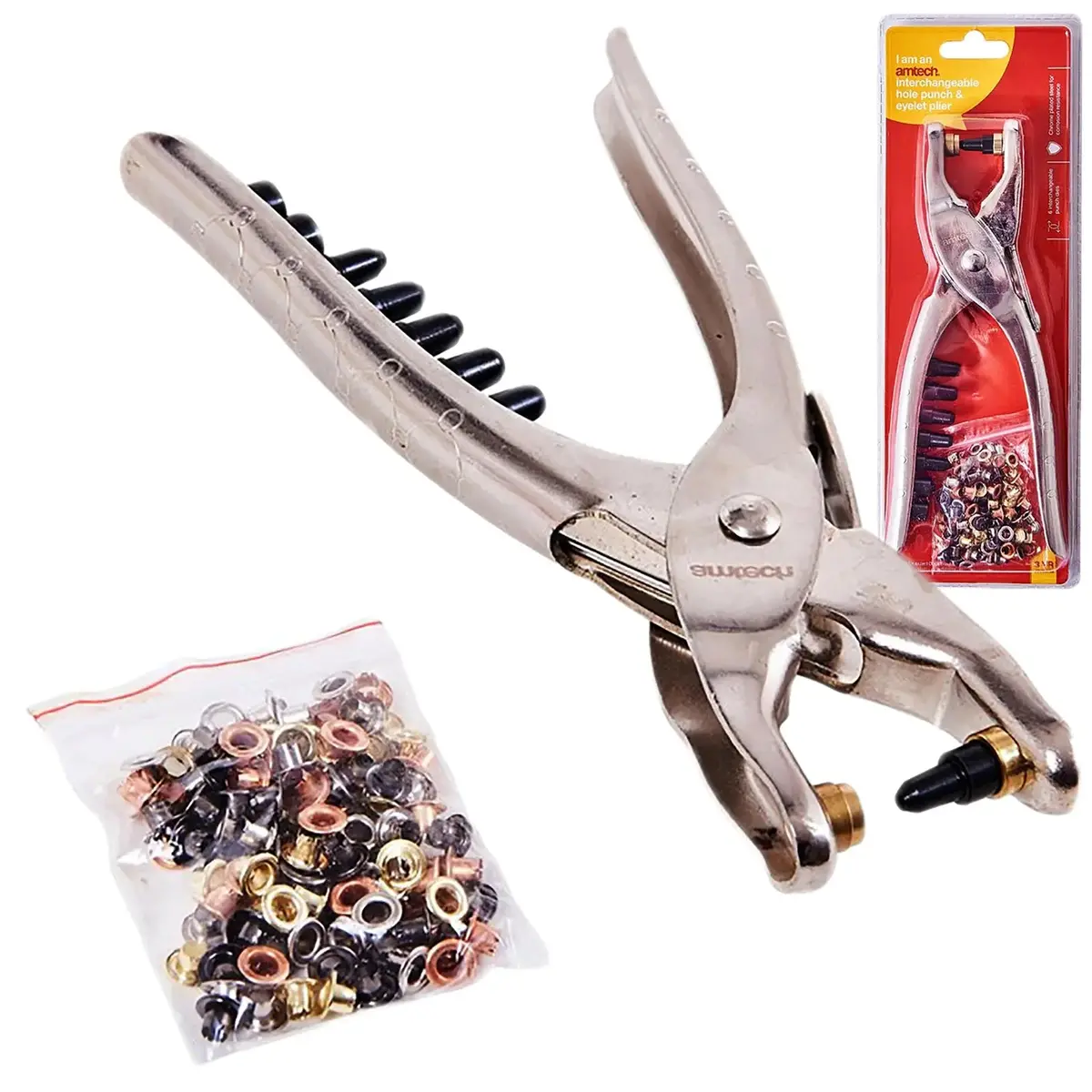 Amtech Interchangeable Hole Punch And Eyelet Pliers 1