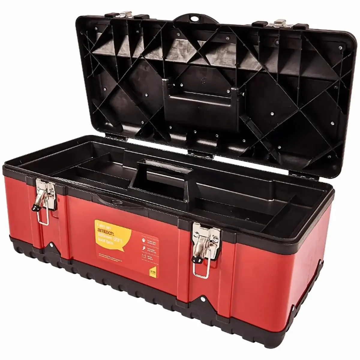 Amtech Metal Tool Box Chest Storage Removable Tray Heavy Duty 585Mm 23 1