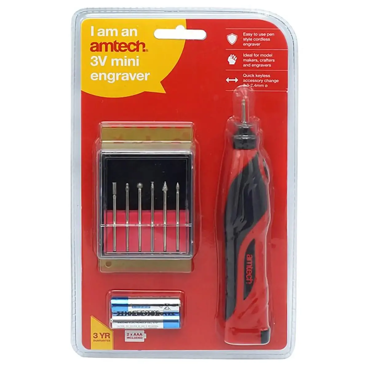 Amtech Mini Engraver Pen Style 3V With Burrs And Stencils 1