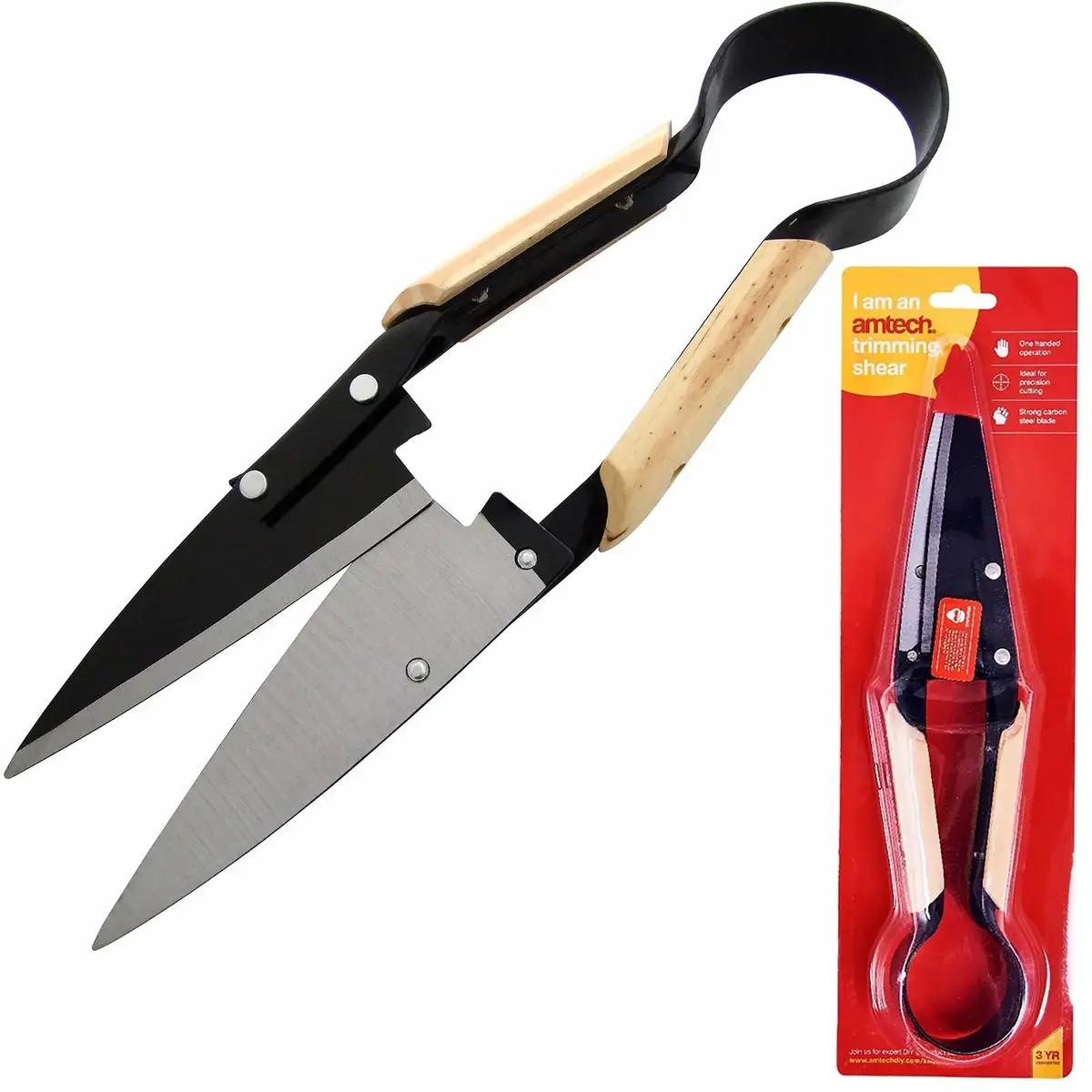 Amtech One Handed Trimming Shears Wooden Handle 1