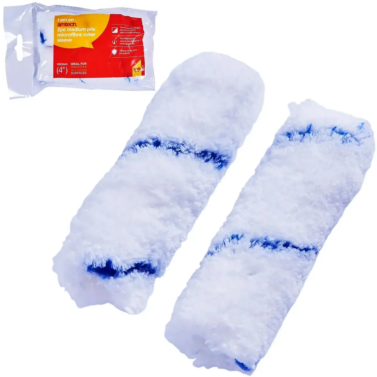 Amtech Paint Roller Sleeves 100Mm (4") Mini Microfibre 2 Pack 2