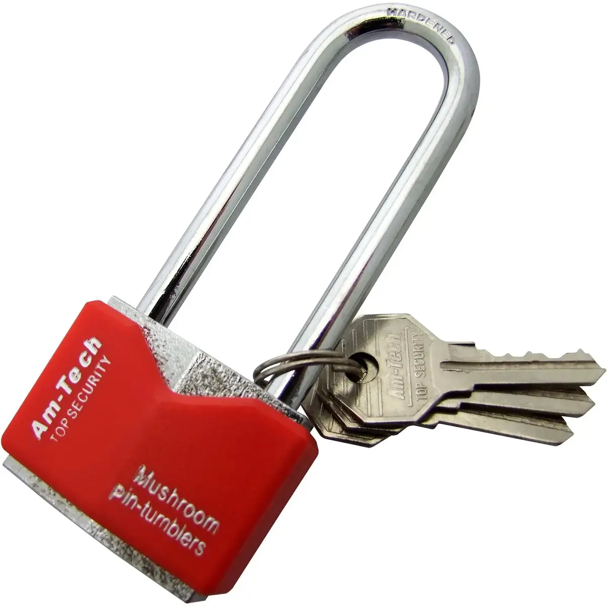 Amtech Rhombic Chrome Plated Long Shackle Padlocks With Plastic Cover 1