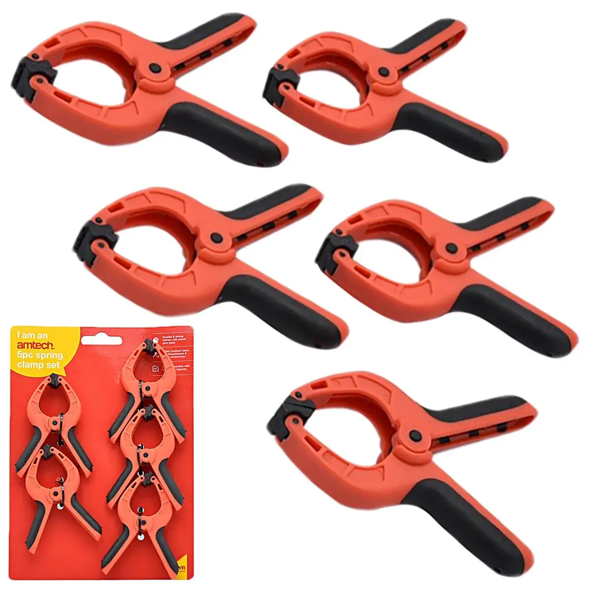 Amtech Spring Clamp Set 5 Piece 75Mm (3") 1