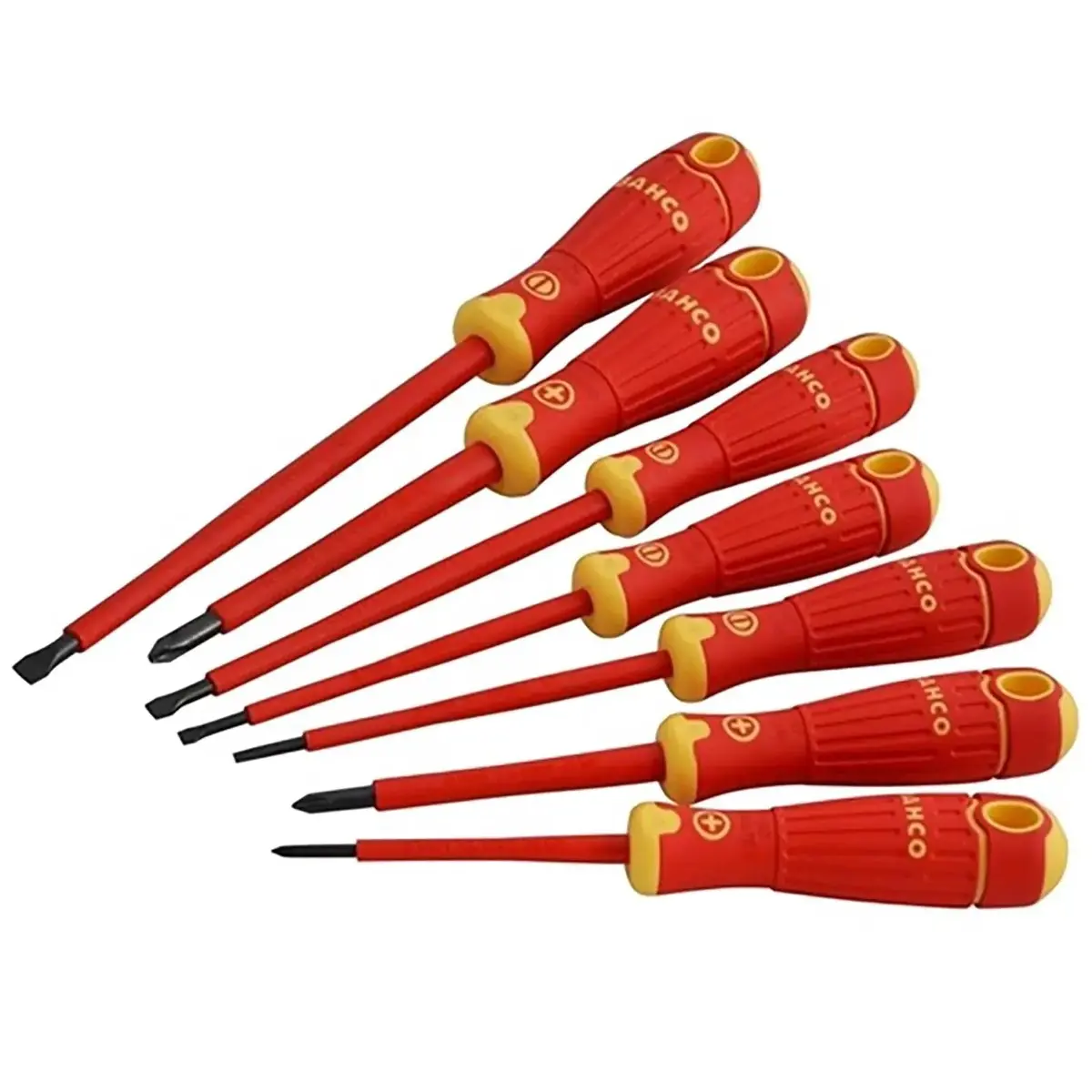 Bahco Bahcofit Vde Insulated Slotted Pozi Screwdriver Set 7 Piece 1000V 1