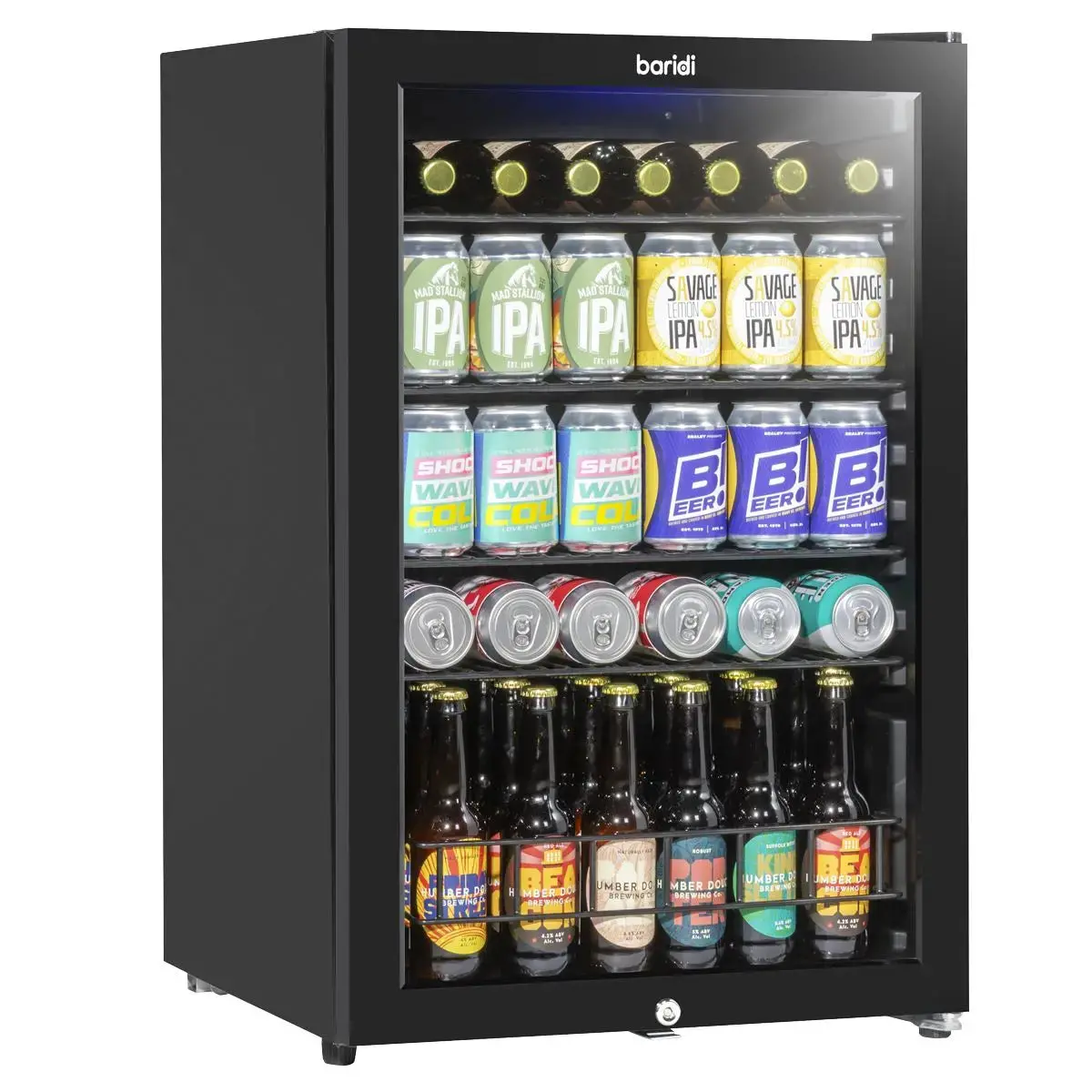 Baridi 115L Under Counter Beer, Drinks & Wine Fridge, Lock, Led Light 1
