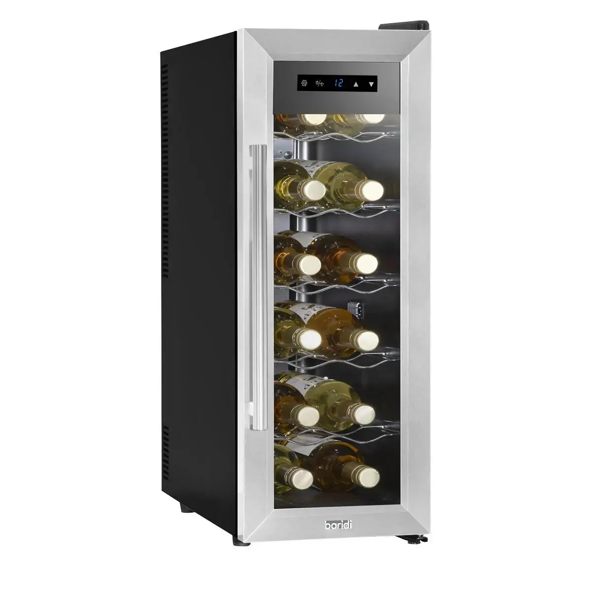 Baridi 12 Bottle Wine Cooler With Digital Touchscreen Controls & Led Light, Stainless Steel 1