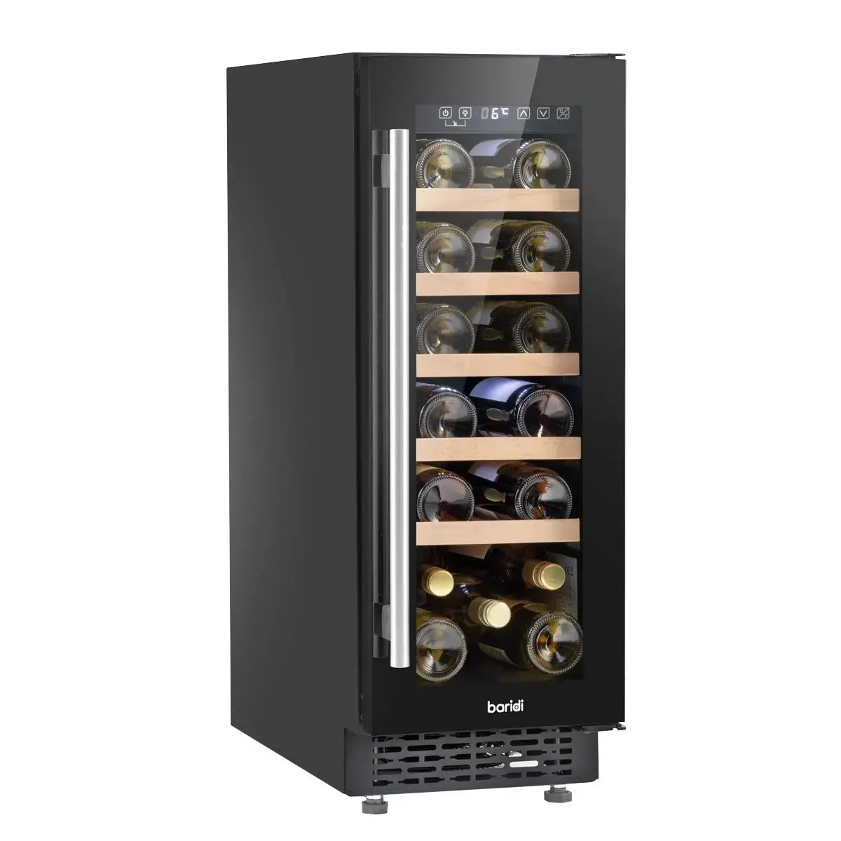 Baridi 20 Bottle Slim 30Cm Built-In Wine Cooler, Touchscreen Controls, Black 1
