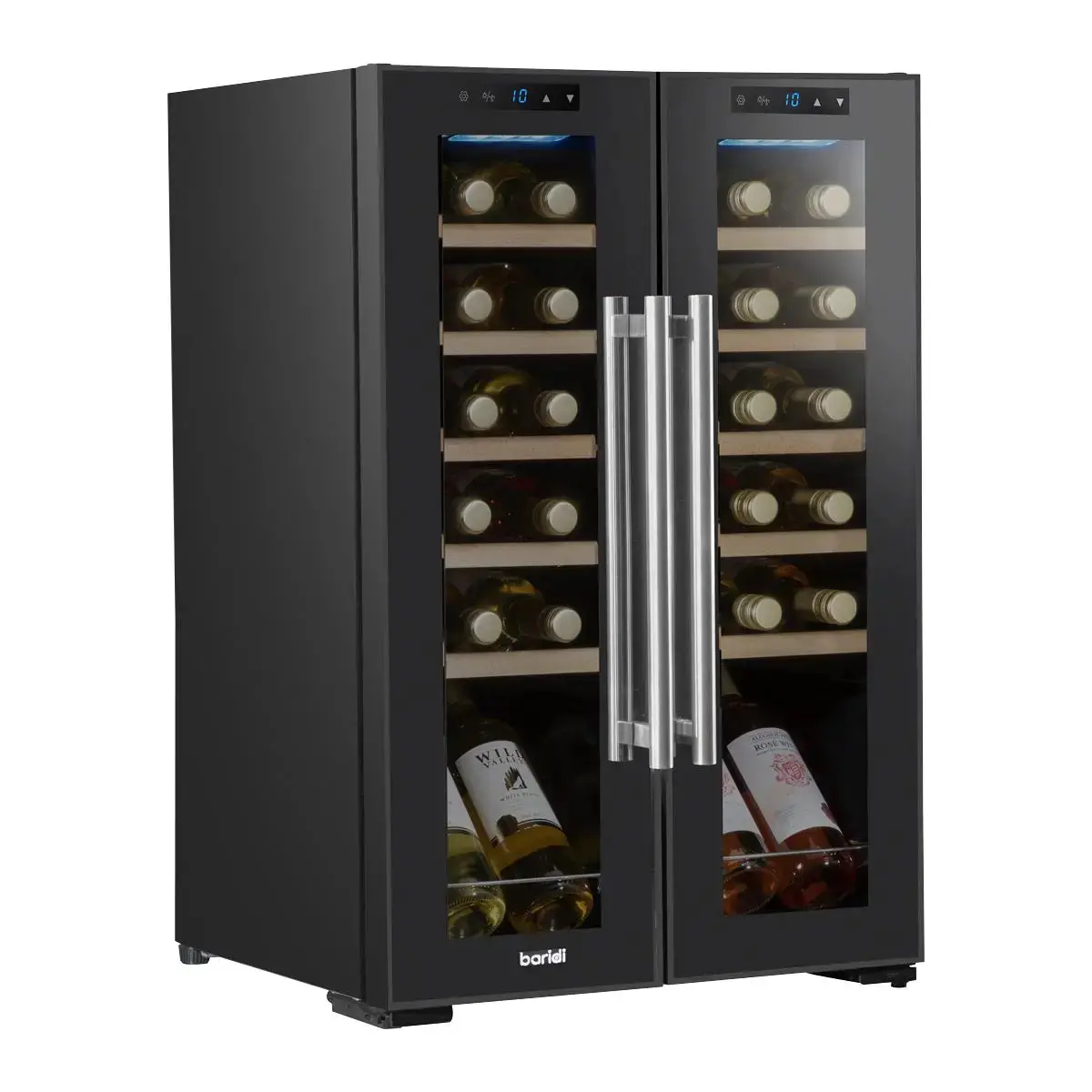 Baridi 24 Bottle Dual Zone Wine Cooler, Fridge, Touch Screen, Led Light Black And Mirror Glass Door 1