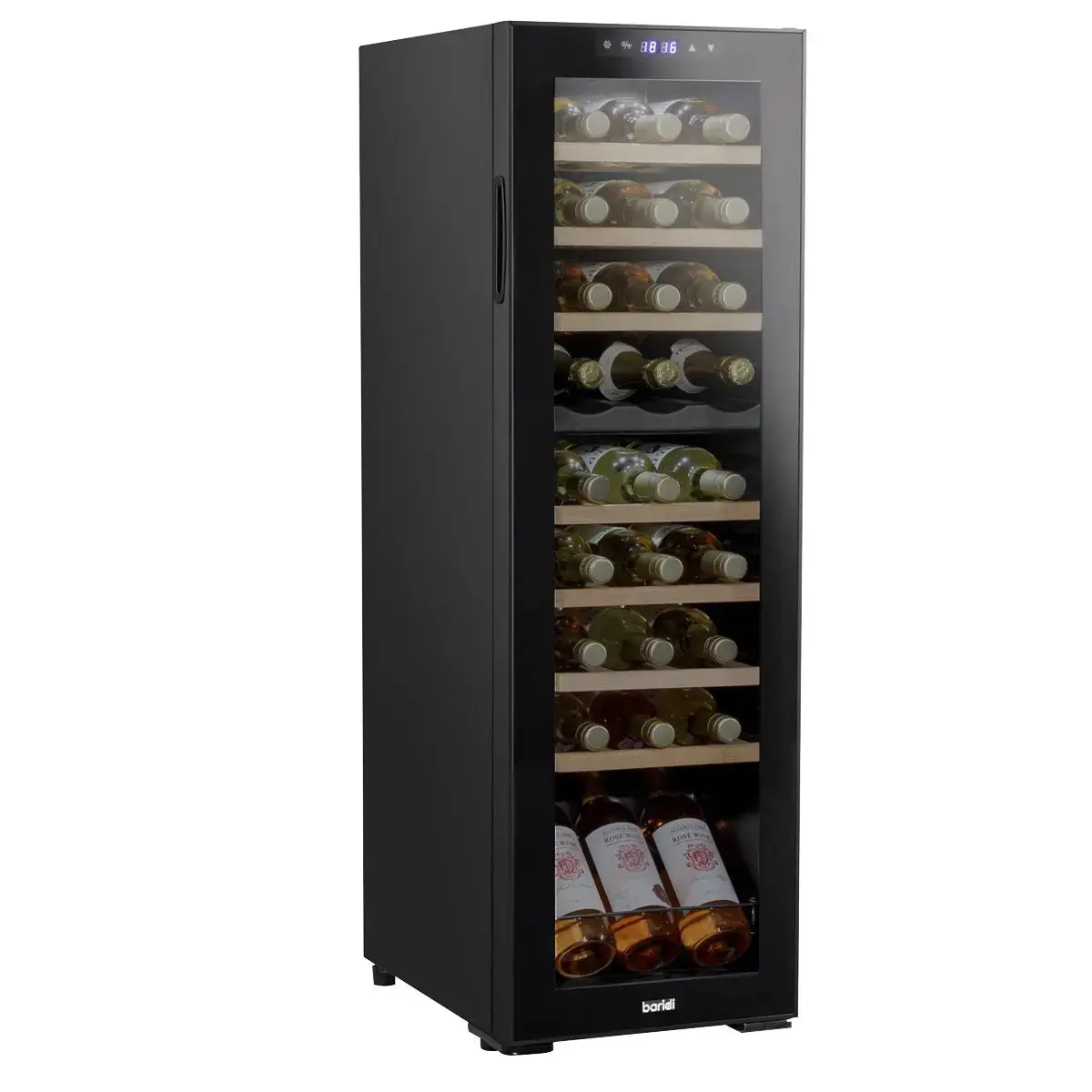 Baridi 27 Bottle Dual Zone Wine Cooler, Fridge With Digital Touchscreen Controls, Wooden Shelves & Led Light, Black 1