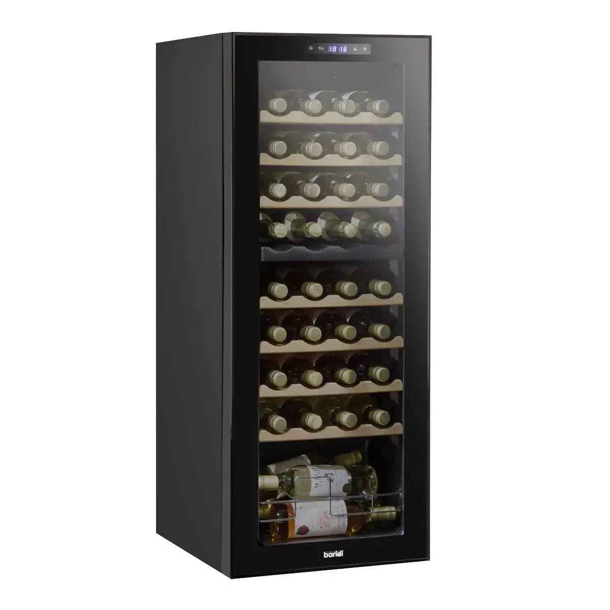 Baridi 36 Bottle Dual Zone Wine Cooler, Fridge With Digital Touchscreen Controls, Wooden Shelves & Led Light, Black 1