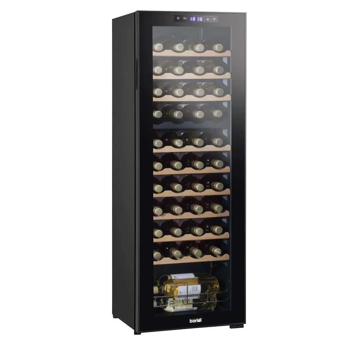 Baridi 44 Bottle Dual Zone Wine Cooler, Fridge With Digital Touchscreen Controls, Wooden Shelves & Led Light, Black 1