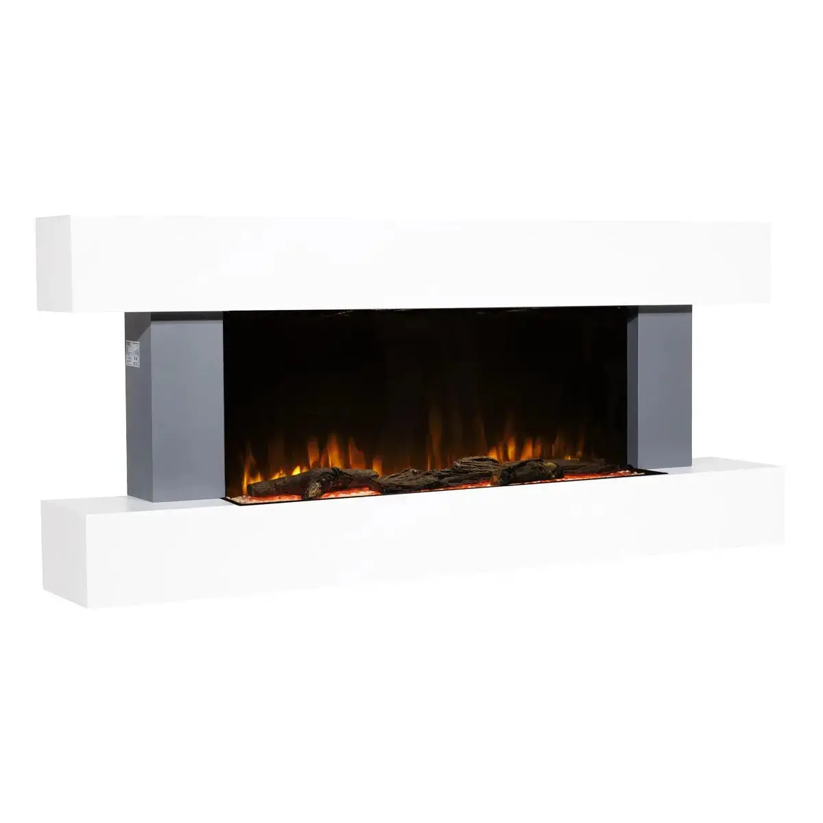 Baridi Wall Mounting Electric Fireplace With Led Flame Effect 52" - Grey 1