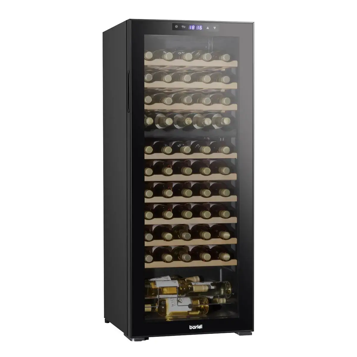 Baridi 55 Bottle Dual Zone Wine Cooler, Fridge With Digital Touchscreen Controls, Wooden Shelves & Led Light, Black 1