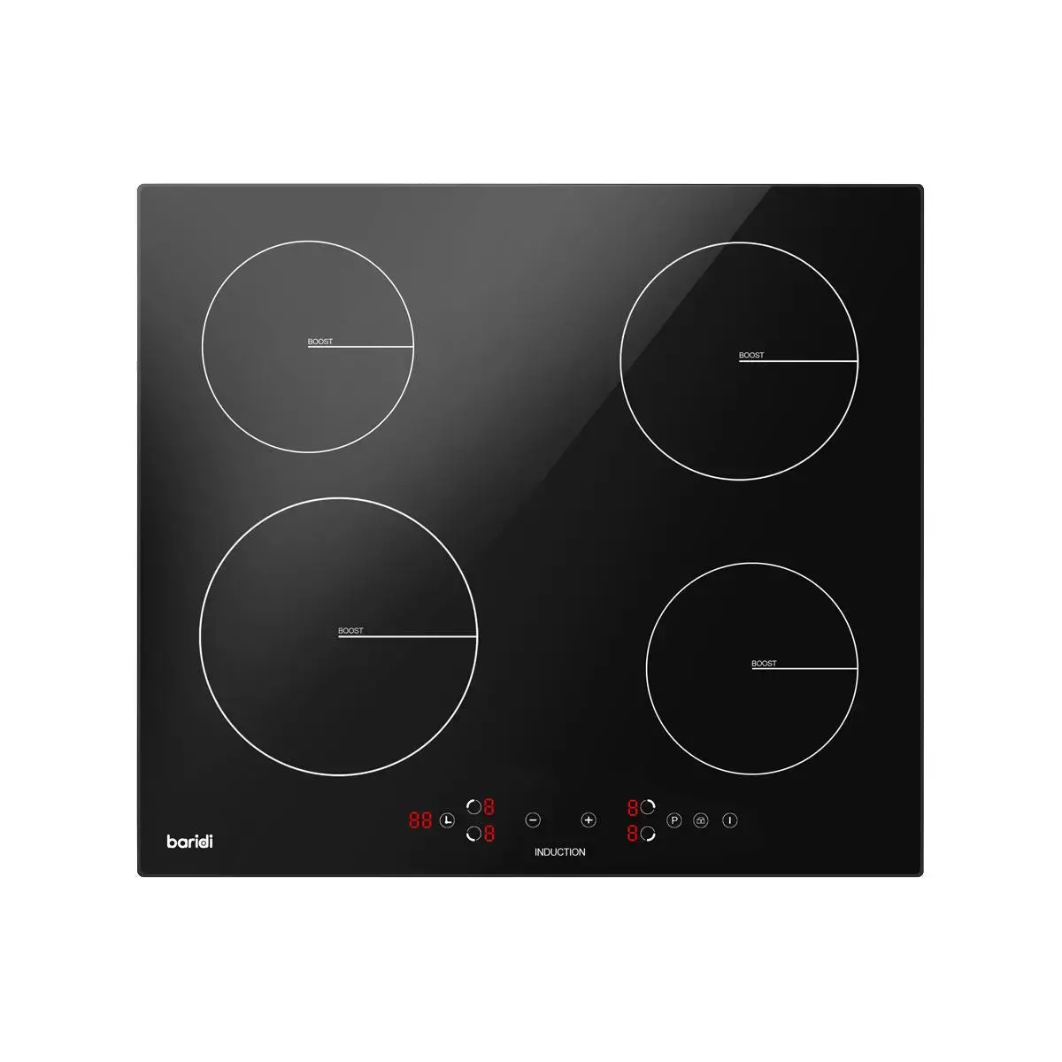Baridi 60Cm Built-In Induction Hob With 4 Cooking Zones, 2800W, Boost Function, 9 Power Levels, Touch Control, Timer, Supplied With 13A Plug 1