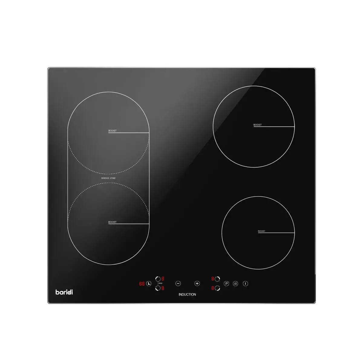 Baridi 60Cm Built-In Induction Hob With Bridge Zone, 4 Cooking Zones, 2800W, Boost Function, 9 Power Levels, Touch Control & Timer 1
