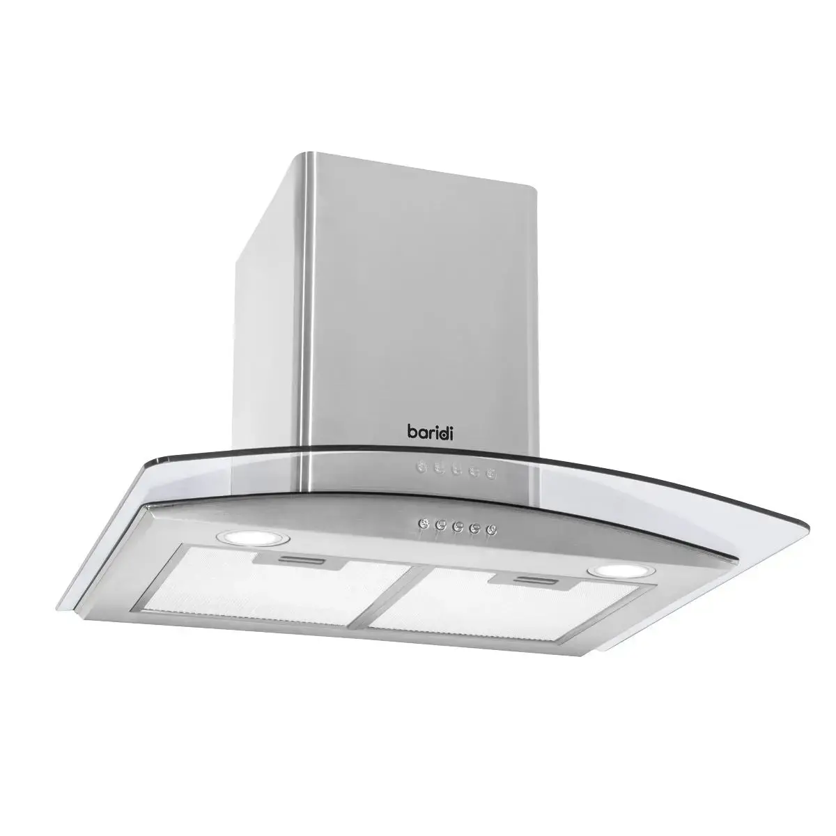 Baridi 60Cm Curved Glass Cooker Hood With Carbon Filters, Led Lights, Stainless Steel 1