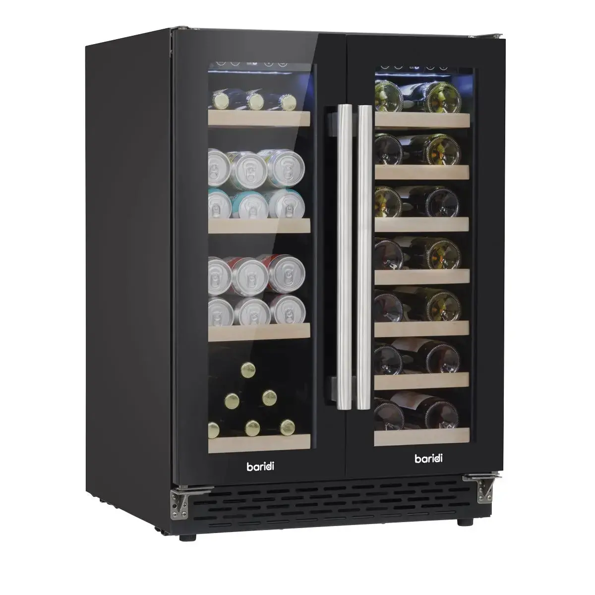 Baridi 60Cm Dual Zone Wine Cooler And Drinks Fridge 40 Bottle/120 Can Built-In Under Counter/Freestanding Glass Fronted Bar Drinks Fridge Chiller 1